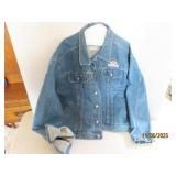 vtg LEE Denim XL Button Up ROCKIES Logo Coat