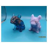 (2) Blue Westmoreland 2.5" BULLDOG Glass Figs