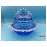Westmoreland 2tone Blue leafedge 7" Covered Bowl