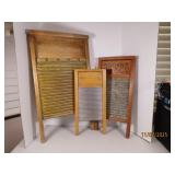 (3) Antique Washboards Wooden Brass/Smaller