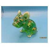 2tone Green Iridescent 2.5" BULLDOG Glass Figure