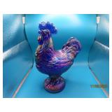 Iridescent Blue Carnival 9" Chicken Covered Dish