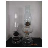 (2) Oil Lamps Glass classic