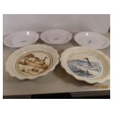 (5) Corning & Ribbon Edge Pottery Pie Plates 10"