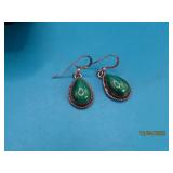 Pawn Sgd Sterling Malachite Teardrop Earrings 7g