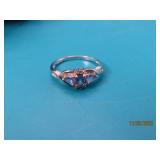 10kt White Gold Purple Stone sz7 Ring 1.8g