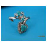 Sterling Silver & BlueStone Cuff Bracelet 35g NKsd