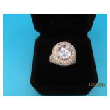 Sterling largeCZ stone sz6 Ring 9g