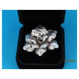 Sterling Full Petal Flower 1.5" sz5.75 Ring 9g