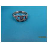 Sterling CZ Interlock Round Front sz7 Ring 3.5g