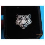 Sterling & Black Onyx TIGER HEAD sz6 Ring 6g