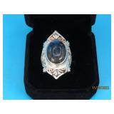 Sterling PTI Translucent Stone Scroll sz6 Ring 13g
