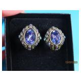 New vtg HEIDI DAUS Purple/Green Bling 1" Earrings