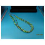 3strand Seed Beaded Green/Purple Necklace 18" ster