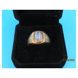 10kt Yellow Gold Mens sz10.25 CatsEye Ring 3.8g