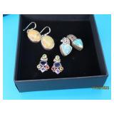 (3prs) Sterling & MultiStone Earrings 20g