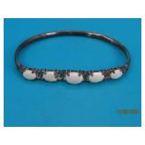 Sterling 2.5" Bracelet Moon~White MultiStone 10g