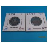 (2) Seated US Liberty Dimes 1875&1876