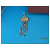 Sterling Dandle BeadAgate & Citrine 4" Pendant 26g