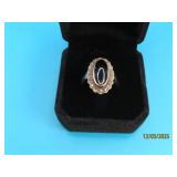 Sterling Black Onyx Oval 7/8" Ring 4.5g