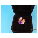 Sterling 7pc Multi-Stone sz5 JSsigned Ring 3.8g