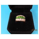 Sterling 7CZ Emerald Bling sz6 Ring 4g