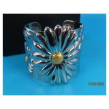 New FADI Stainless Sunflower 2" Wide Bracelet boxd