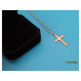 Yellow 10kt Gold CROSS Pendant + 15" Necklace 1.5g