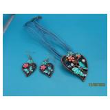 New Butterfly Enamel Bling Necklace Earring SET