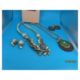 (2) Designer Necklace/Earring SETS MailOrder Green