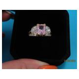 Sterling Pink~CZ Bling Stone sz5.75 Ring 4g