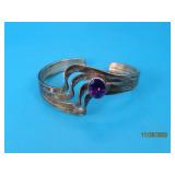 Sterling WavyOpenBand Amethyst 2.25" Bracelet 26g