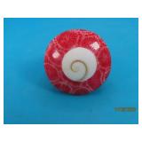 Sterling Trippy SajunRedWht Coral Shell sz6.5 Ring