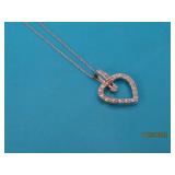 10kt White Gold 18" Necklace Heart Pendant 2.2g