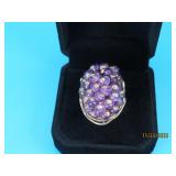 Sterling sz6 Ring Purple Flower Amethyst 1.25" 20g