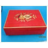 vintage REUGE Musical RedInlay 5.5" Stash Box Wood