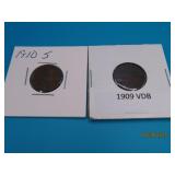 (2) 1909 VDB & 1910s Wheat Pennies US Cents