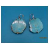 Sliced 1" Turqoise Polished Earrings