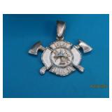 Sterling 1.25" Pendant "FIRE DEPT" 5.5g