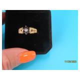 Yellow 10kt Gold StoneFlower sz6 Ring 2.3g