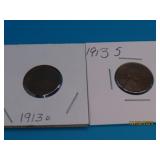 (2) 1913d & 1913s US Wheat Cents Pennies