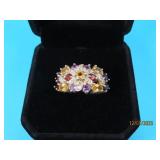 Sterling & 15gemstone sz5 Ring 6g