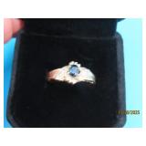 Yellow 10kt Gold Sapphire & Diamond sz7 Ring 3.6g