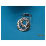 Sterling DoubleCircle Dangle sz6 Ring 4.7g