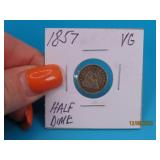 1857 Seated Liberty Half US Dime coin