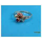 10kt Black Hills Gold & Ruby sz7 Ring 1.9g