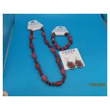 New 3pc CHAPS SouthWest RedStone Jewerly SET $56
