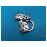 Sterling PolkaDot Pussy Cat 2" Designer Pin 9g