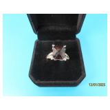 Sterling Smoky Quartz DiamondCut sz6 Ring 6.5g