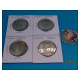 (5) Kennedy 40% Silver Half Dollar Coins